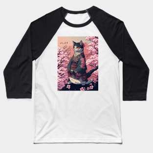 Flowers and cat Baseball T-Shirt